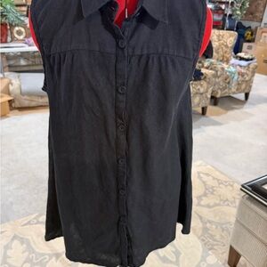 Flax Black Linen Sleeveless Top